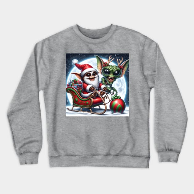 Christmas Gremlin and Alien Crewneck Sweatshirt by TooplesArt